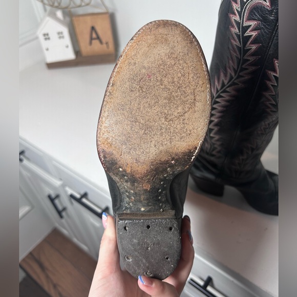 Vintage Hondo Western Boots Women’s 5.5B Black Leather Cowboy Classic Stitch - Picture 7 of 8